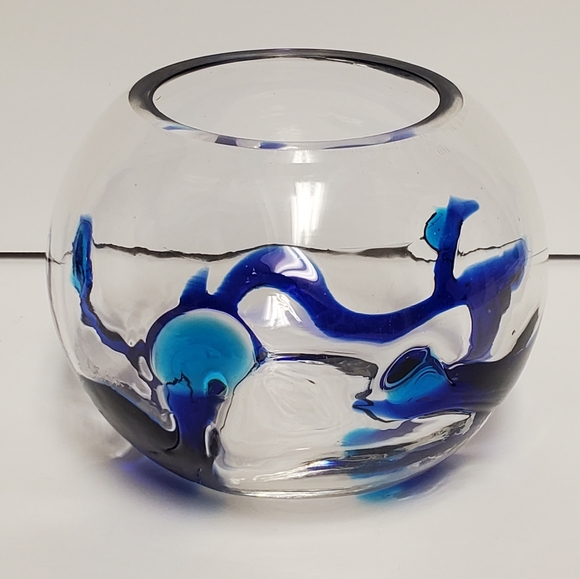 Art Glass Round Handblown Glass Bowl - Picture 3 of 11